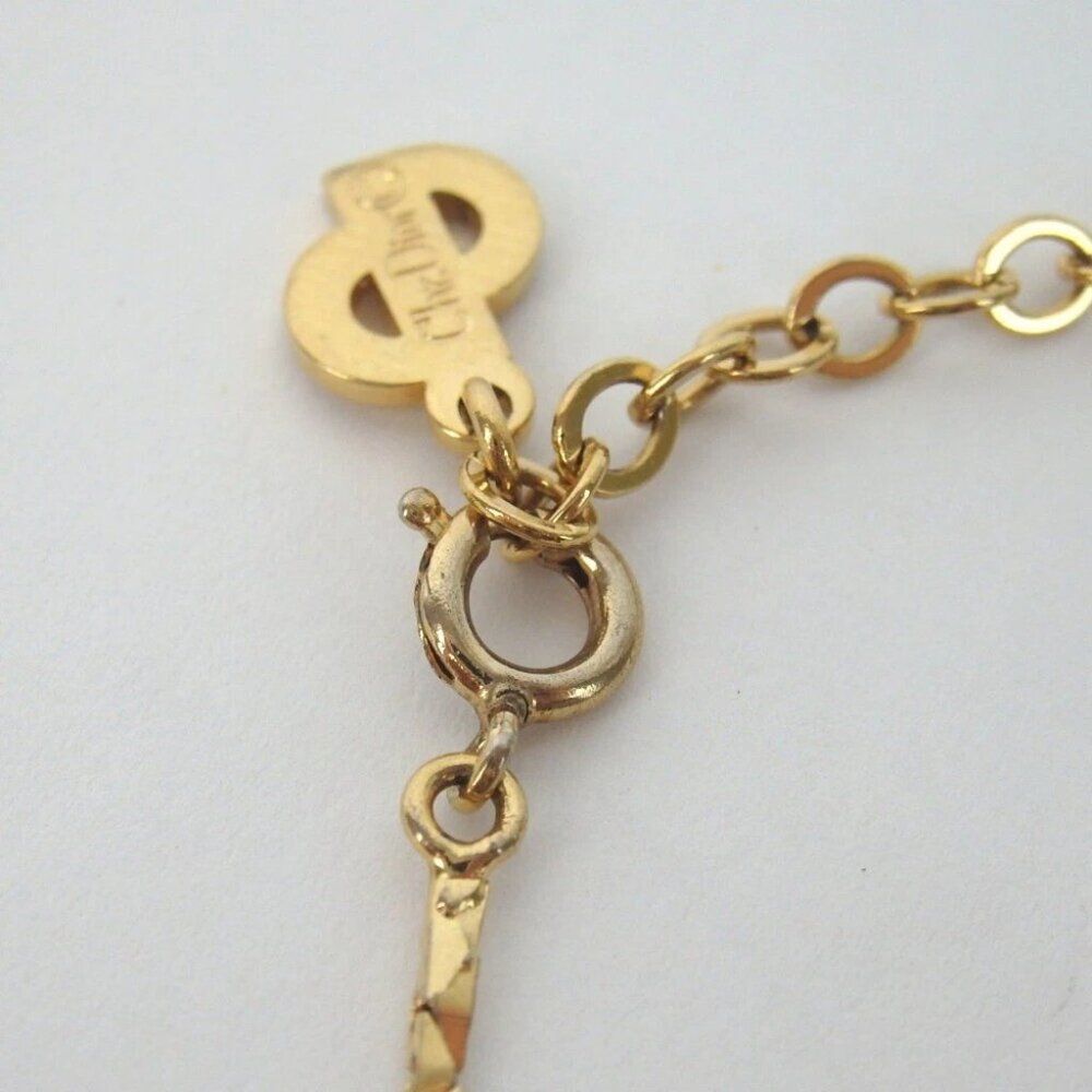 Authentic Christian Dior Logo Beads Square Necklace metal [Used] - Picture 7 of 8